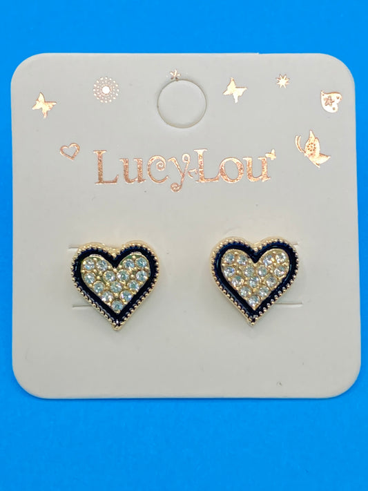 Heart Shaped Gold Silver & Diamonds Earrings