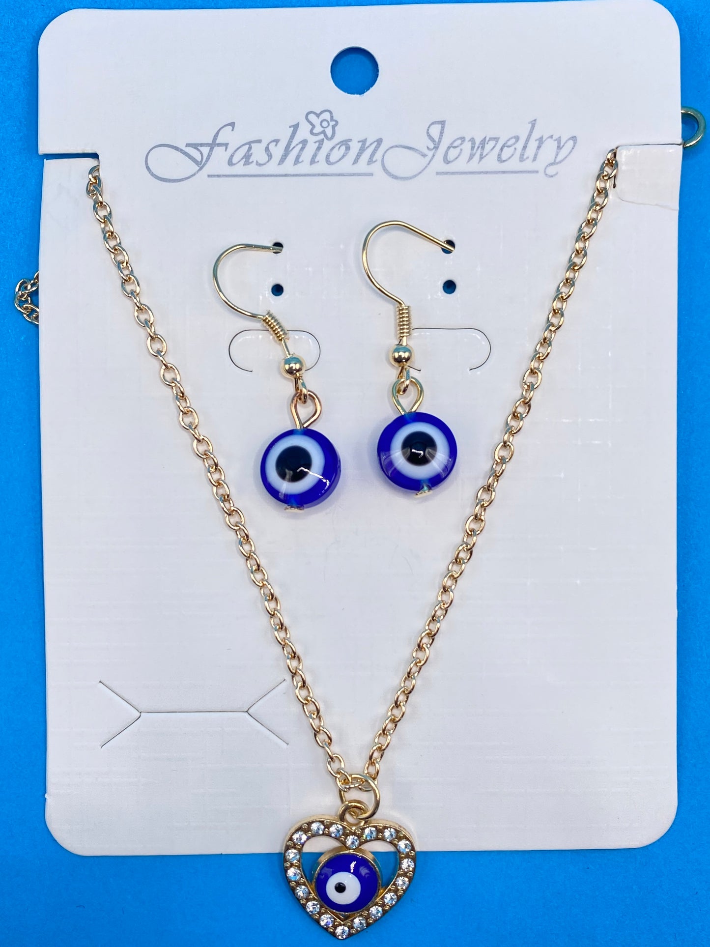 Eyeball & Heart Necklace & Earrings