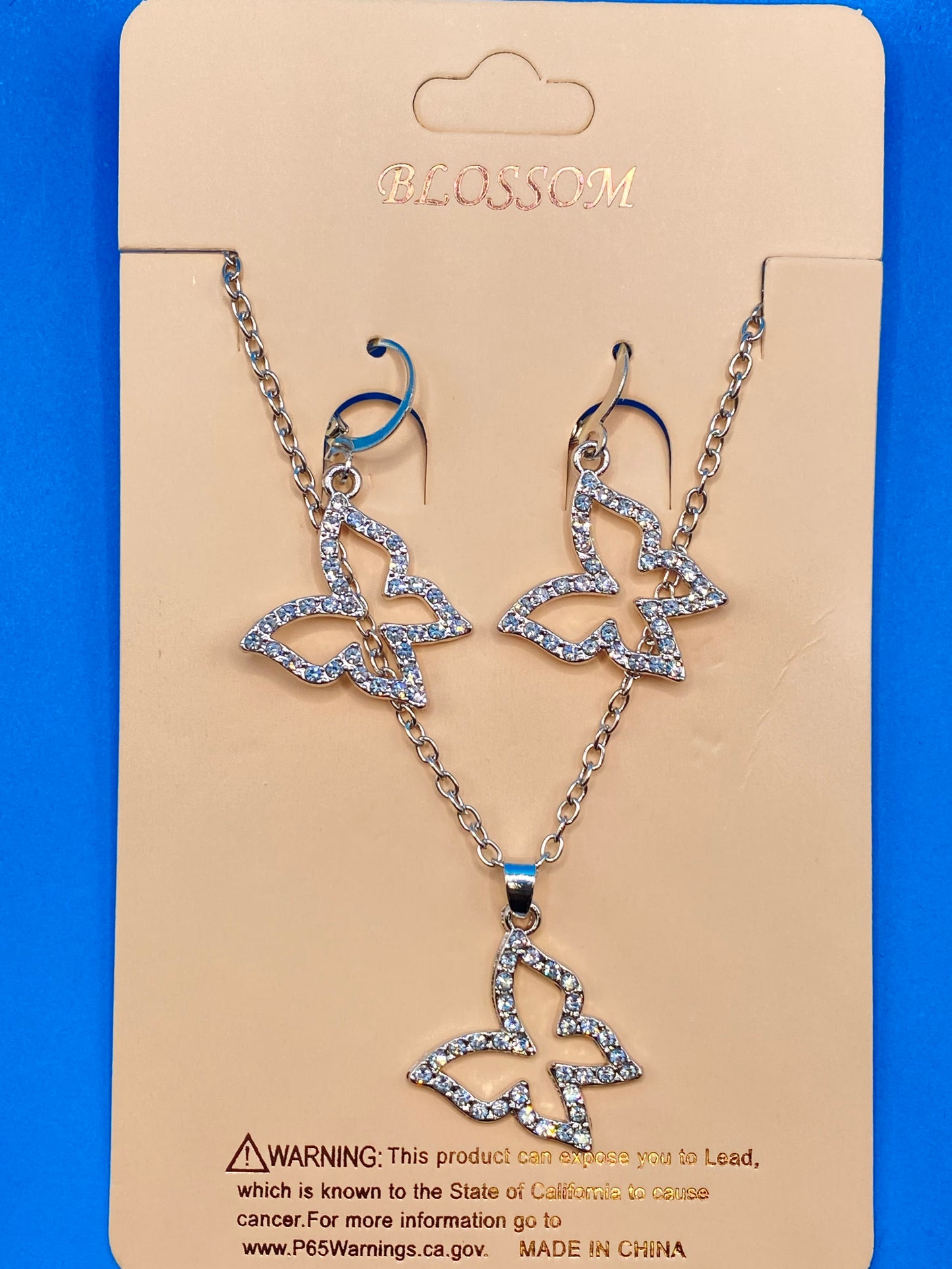 Butterfly with Diamonds Necklace and Earrings