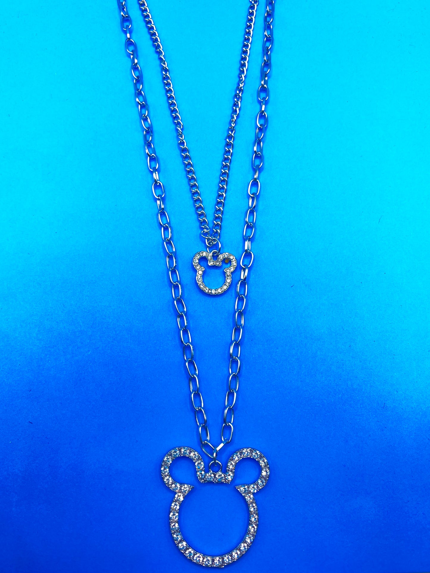 Set of 2 Mickey Mouse Necklaces with Diamonds