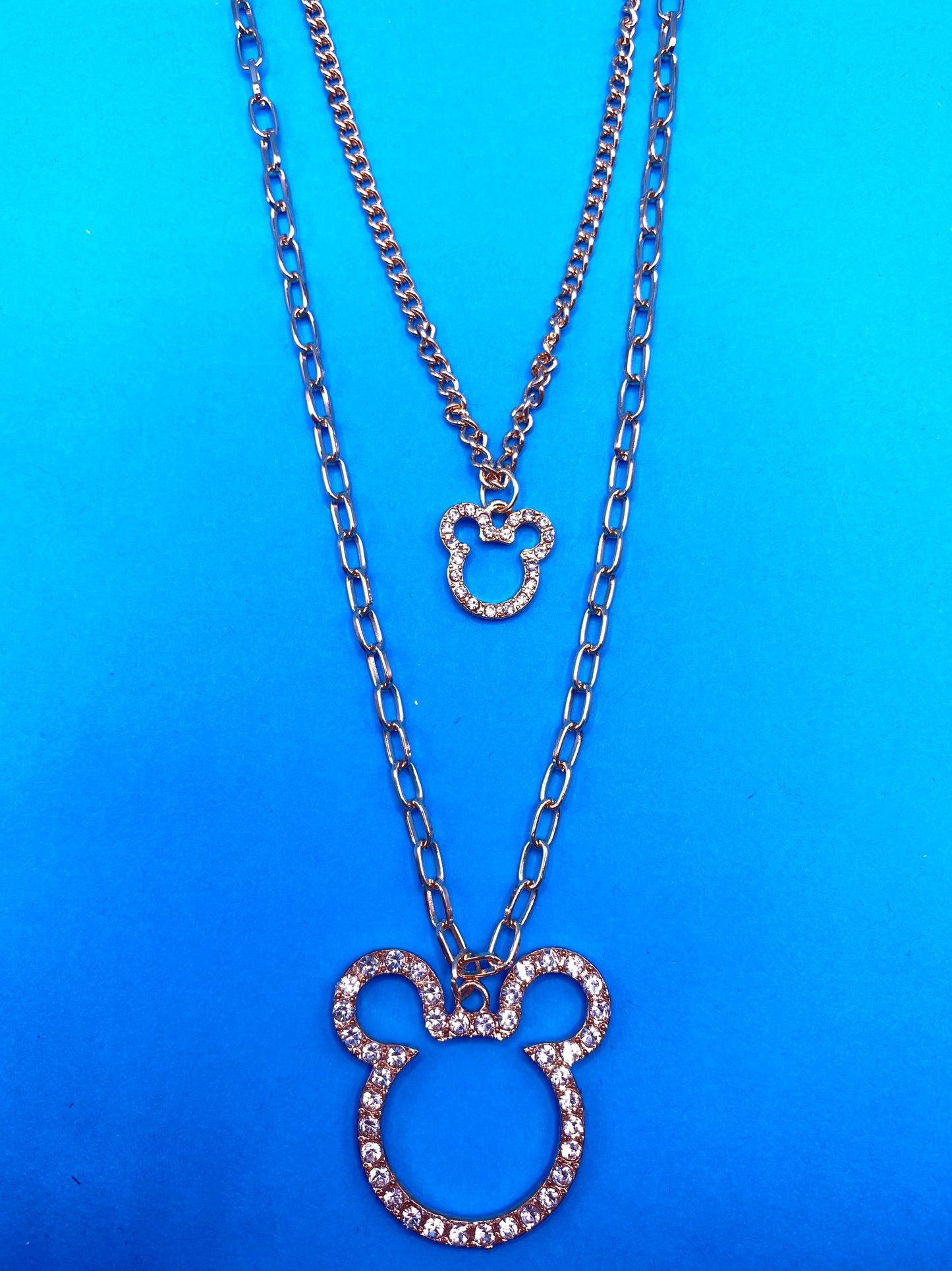 Set of 2 Mickey Mouse Necklaces with Diamonds